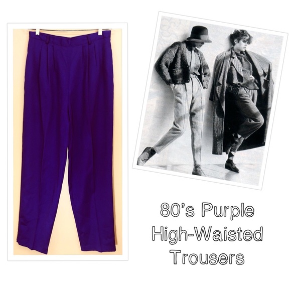 purple high waisted trousers